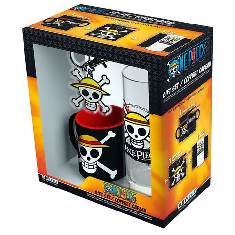 Coffret - One Piece - Pack Verre 29cl + Porte-clés + Mini Mug Skull Luffy
